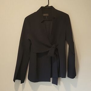 Gracia Navy Blue Wrap Suit Jacket